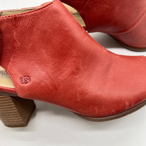 JOSEF SEIBEL Bonnie Leather Peep Toe Bootie Womens 9 Red Slingback Block Heel - Picture 13 of 13